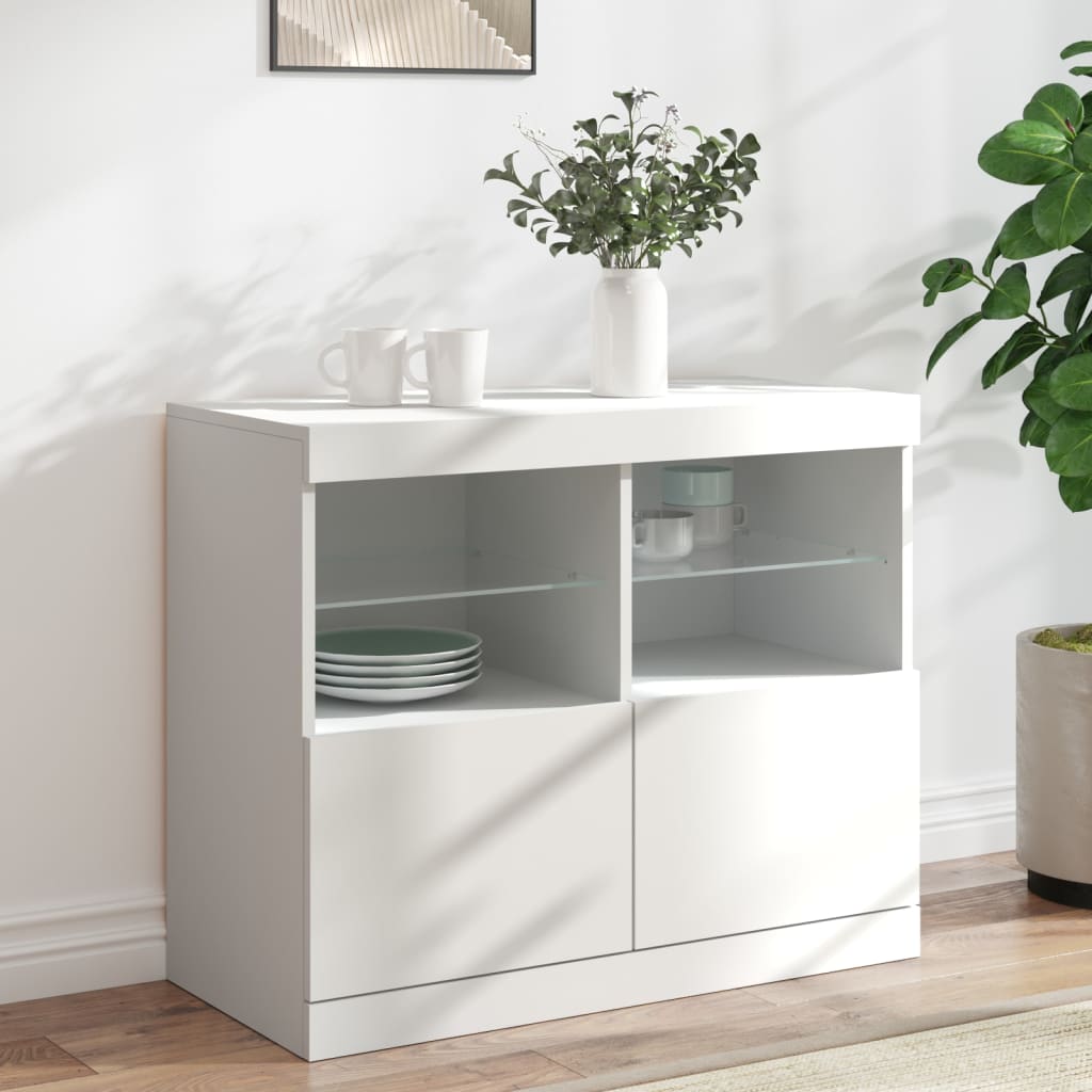 Sideboard mit LED-Leuchten Weiß 81x37x67 cm