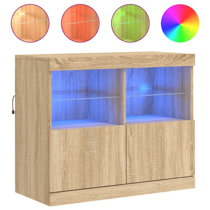 Buffet avec lumières LED Chêne Sonoma 81x37x67 cm