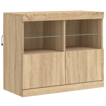 Buffet avec lumières LED Chêne Sonoma 81x37x67 cm