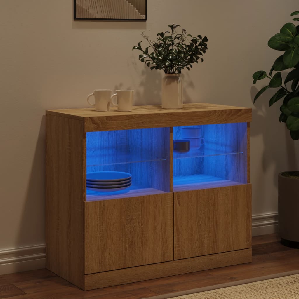 Buffet avec lumières LED Chêne Sonoma 81x37x67 cm