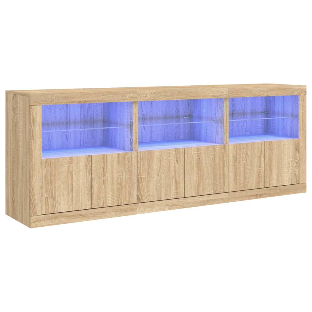 Buffet avec lumières LED Chêne Sonoma 181,5x37x67 cm