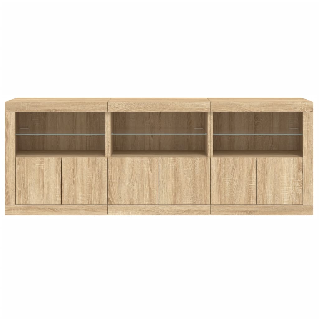 Buffet avec lumières LED Chêne Sonoma 181,5x37x67 cm