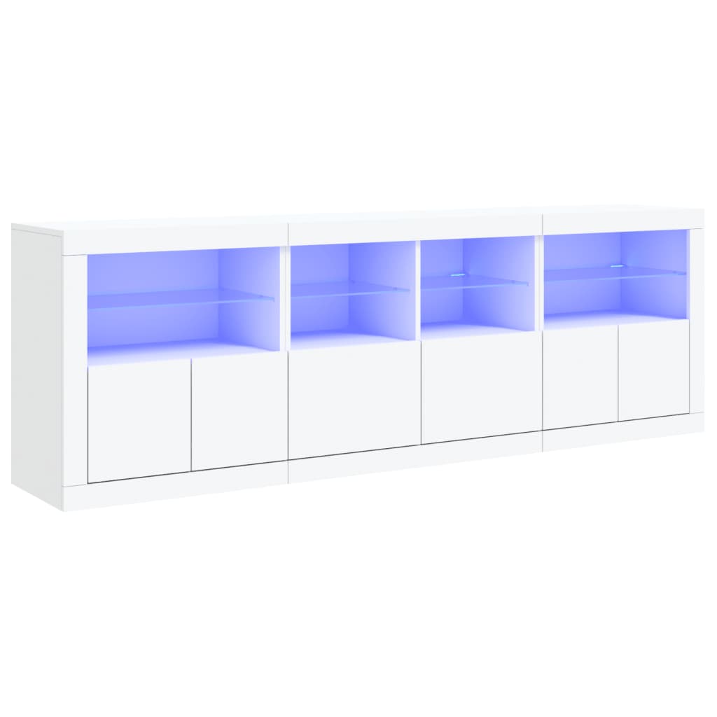 Aparador con luces LED blanco 202x37x67 cm