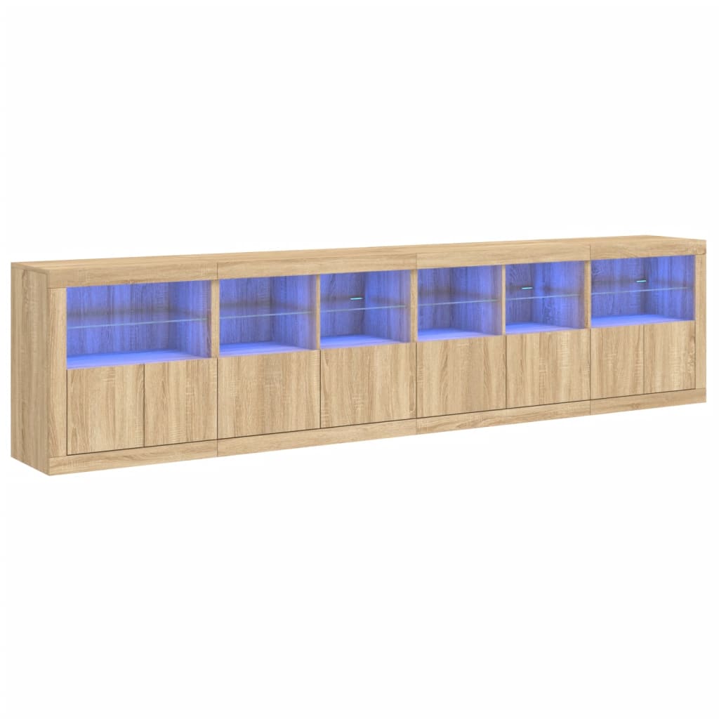 Sideboard mit LED-Leuchten Sonoma-Eiche 283x37x67 cm