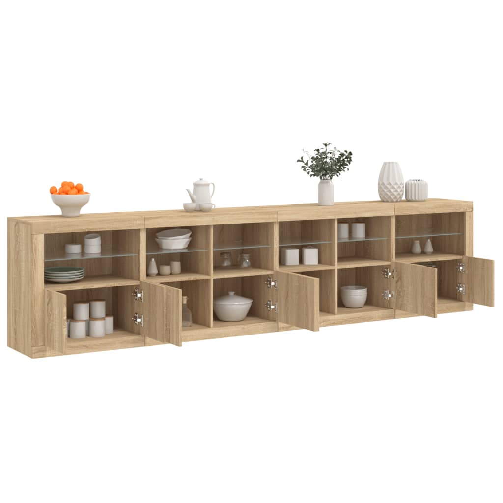 Sideboard mit LED-Leuchten Sonoma-Eiche 283x37x67 cm