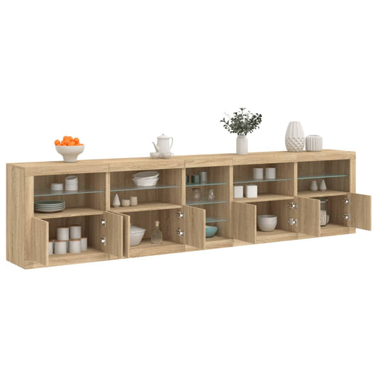 Buffet avec lumières LED Chêne Sonoma 283x37x67 cm