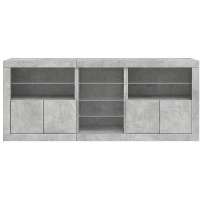 Sideboard mit LED-Leuchten Betongrau 162x37x67 cm