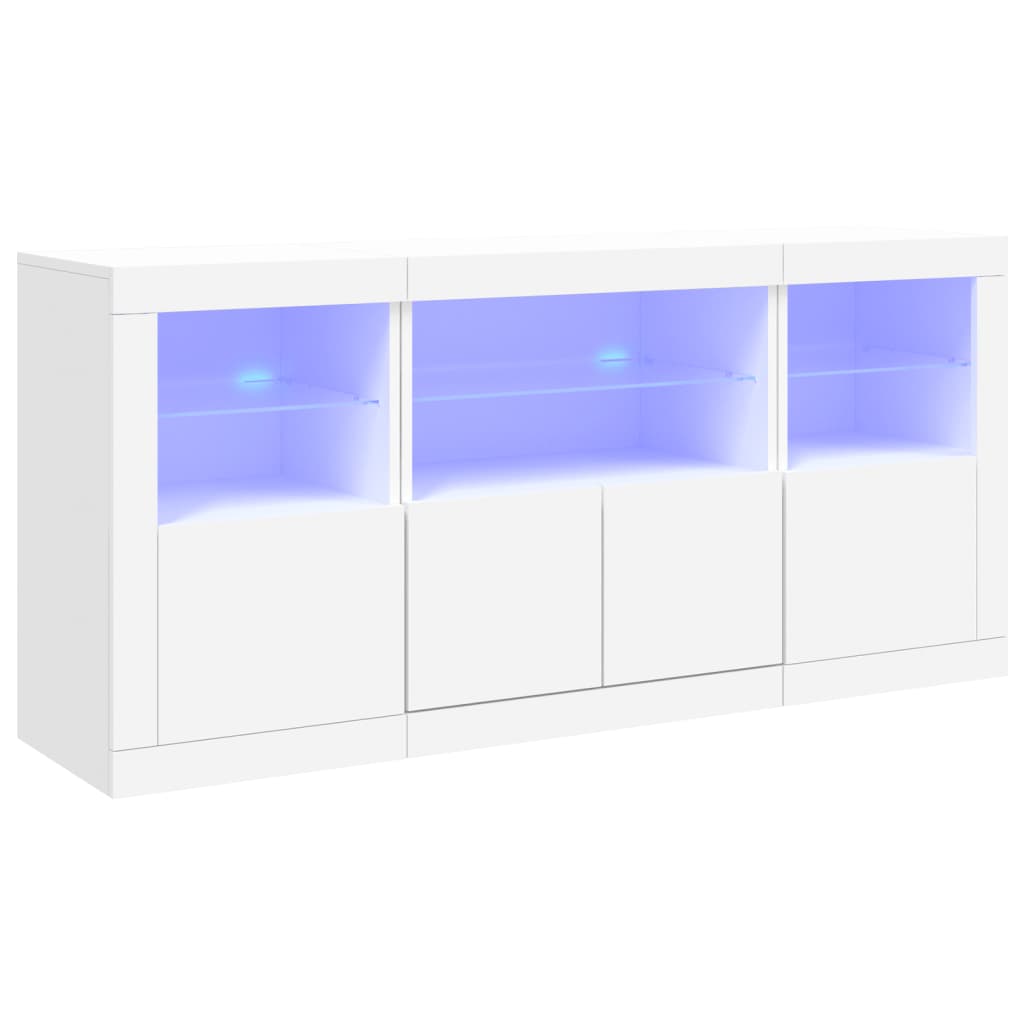 Aparador con luces LED blanco 142,5x37x67 cm