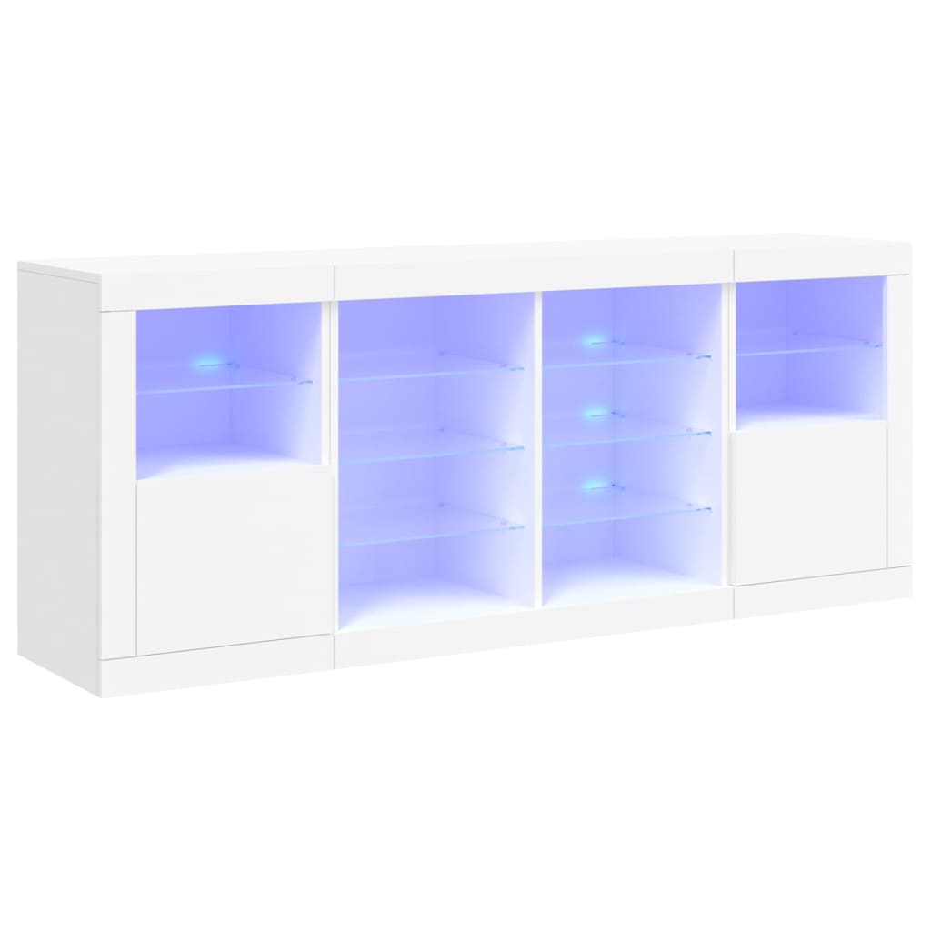 Aparador con luces LED blanco 163x37x67 cm