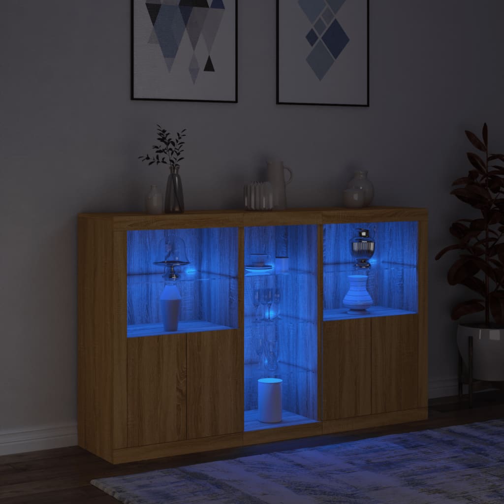 Buffet avec lumières LED Chêne Sonoma 162x37x100 cm