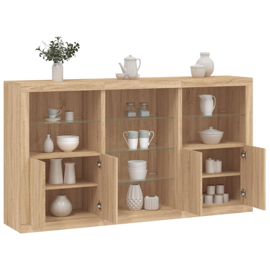 Buffet avec lumières LED Chêne Sonoma 181,5x37x100 cm