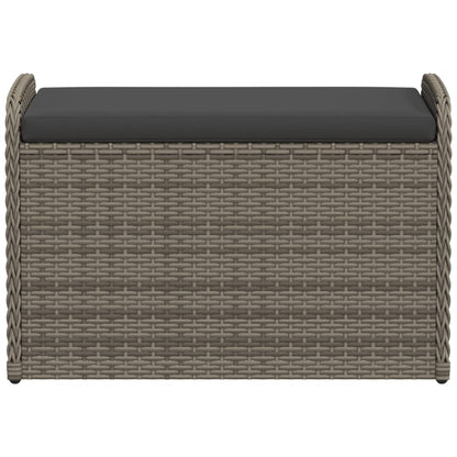 Banc avec rangement &amp; coussins gris 80x51x52 cm poly rotin