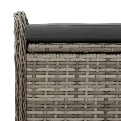 Banc avec rangement &amp; coussins gris 80x51x52 cm poly rotin