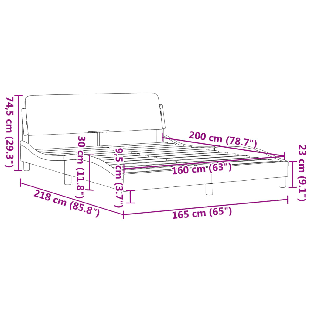 Bettgestell ohne Matratze Schwarz 160x200 cm Stoff