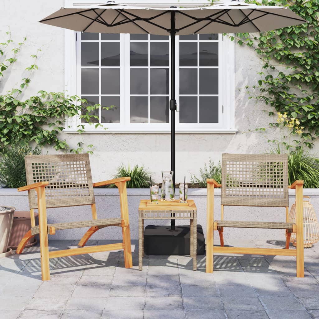 Garten-Couchtisch 38x38x42 cm Poly Rattan Akazienholz