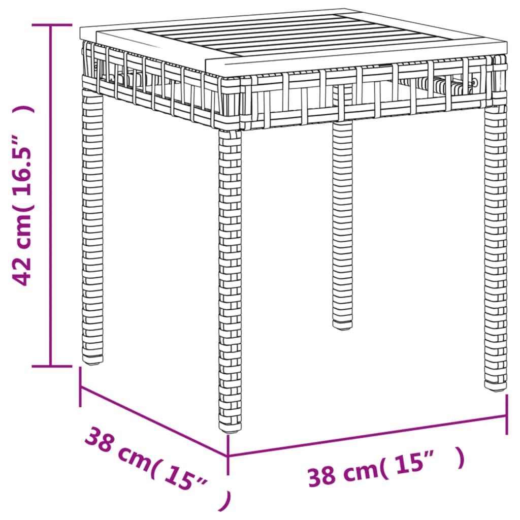 Garten-Couchtisch 38x38x42 cm Poly Rattan Akazienholz