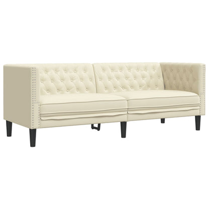 2-tlg. Chesterfield-Sofa-Set Creme Kunstleder