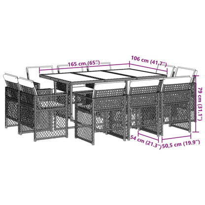 11-tlg. Garten-Essgruppe mit Kissen Beigemischung Poly Rattan