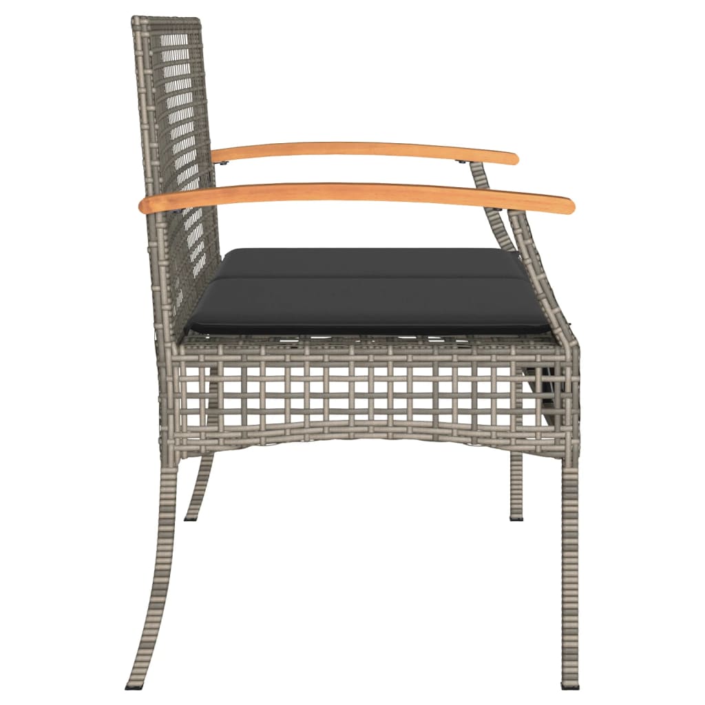 Banc de jardin avec coussin gris poly rotin bois d'acacia