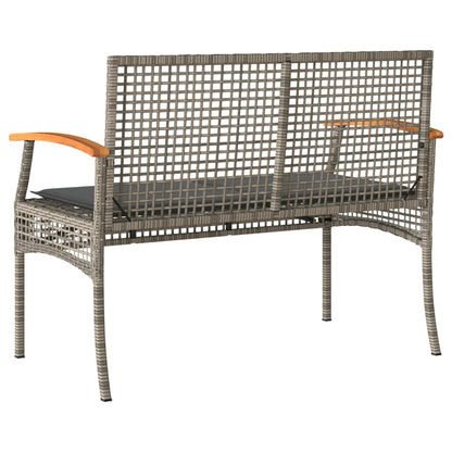 Banc de jardin avec coussin gris poly rotin bois d'acacia