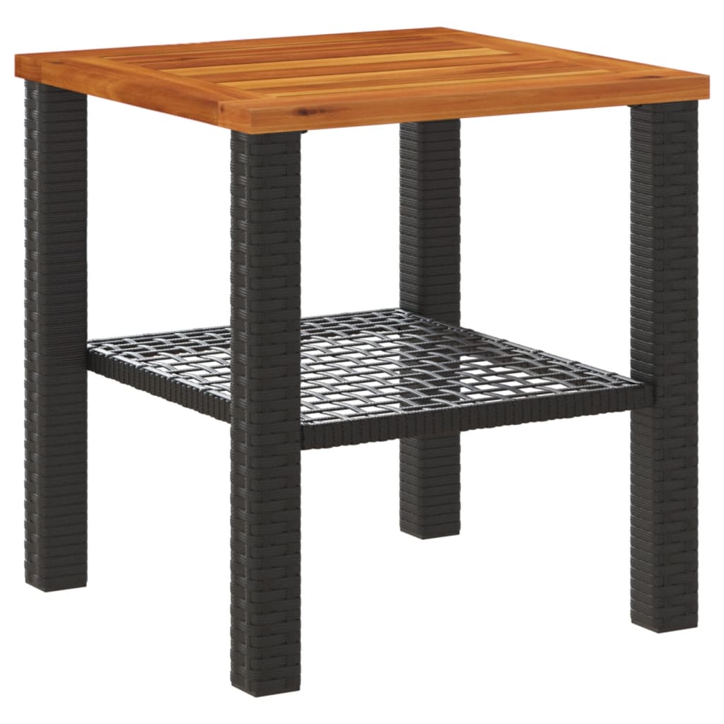 Garten-Couchtisch 40x40x42 cm Poly Rattan Akazienholz