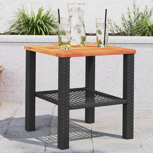 Garten-Couchtisch 40x40x42 cm Poly Rattan Akazienholz