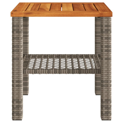 Garten-Couchtisch Grau 40x40x42 cm Poly Rattan Akazienholz