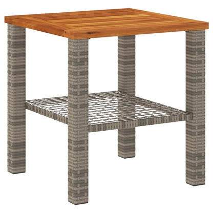 Garten-Couchtisch Grau 40x40x42 cm Poly Rattan Akazienholz