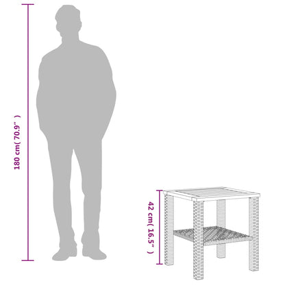 Garten-Couchtisch Grau 40x40x42 cm Poly Rattan Akazienholz