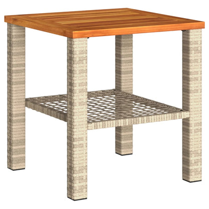 Garten-Couchtisch 40x40x42 cm Poly Rattan Akazienholz