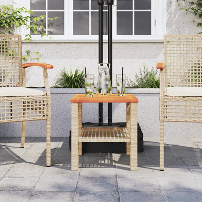 Garten-Couchtisch 40x40x42 cm Poly Rattan Akazienholz