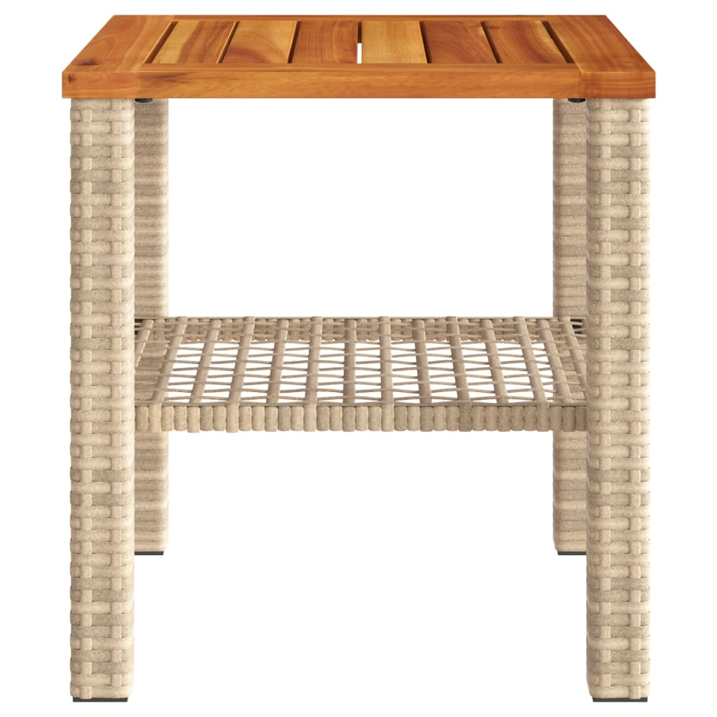 Garten-Couchtisch 40x40x42 cm Poly Rattan Akazienholz