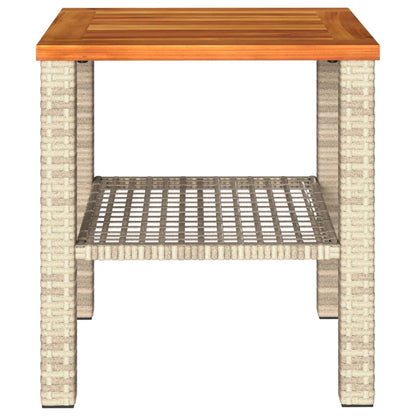 Garten-Couchtisch 40x40x42 cm Poly Rattan Akazienholz