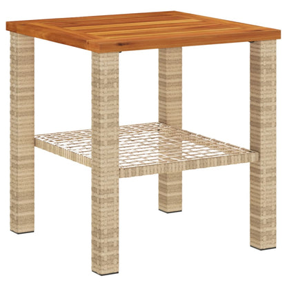 Garten-Couchtisch 40x40x42 cm Poly Rattan Akazienholz