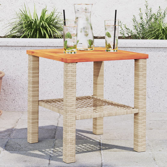 Garten-Couchtisch 40x40x42 cm Poly Rattan Akazienholz