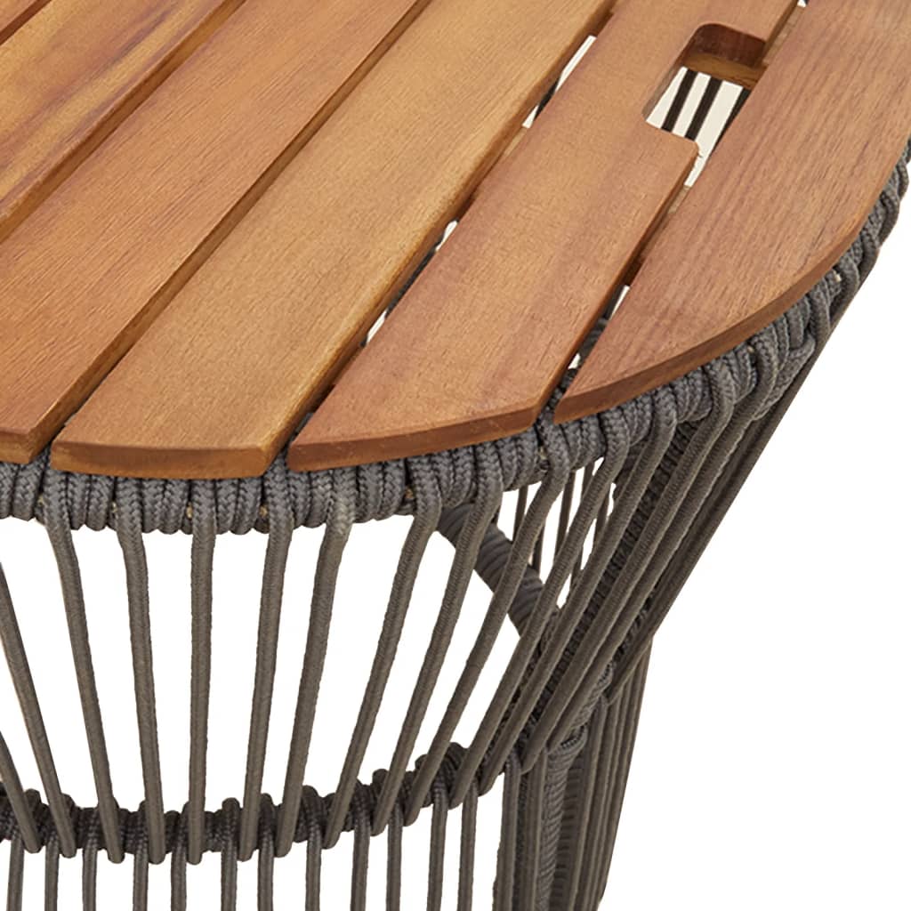 Garten-Beistelltisch 2 Stk. mit Holzplatte Grau Poly Rattan