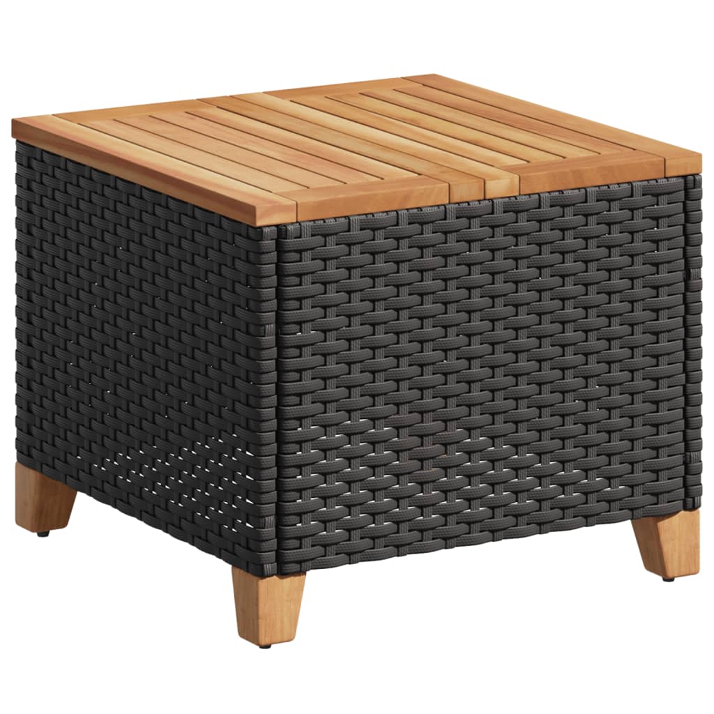 Garten-Couchtisch 45x45x37 cm Poly Rattan Akazienholz