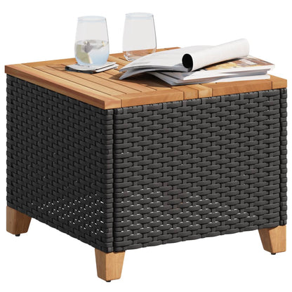 Garten-Couchtisch 45x45x37 cm Poly Rattan Akazienholz