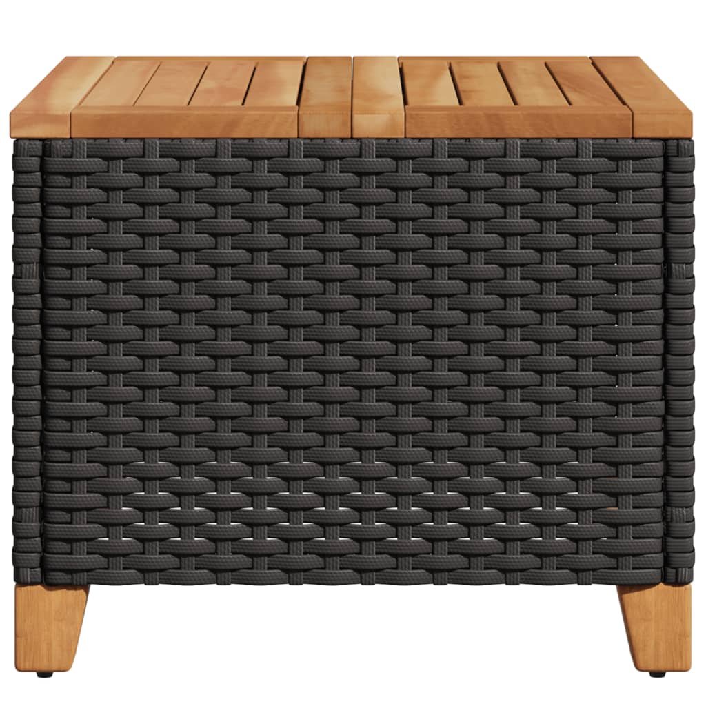 Garten-Couchtisch 45x45x37 cm Poly Rattan Akazienholz