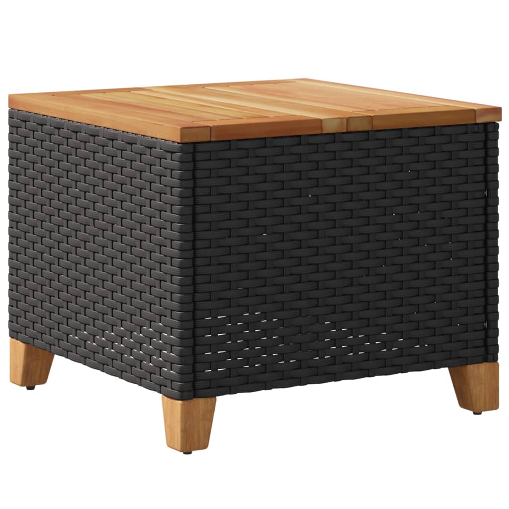 Garten-Couchtisch 45x45x37 cm Poly Rattan Akazienholz