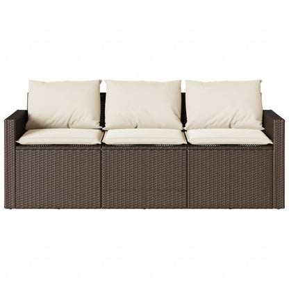 2-tlg. Garten-Essgruppe mit Kissen Braun Poly Rattan