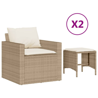 4-tlg. Garten-Sofagarnitur mit Kissen Beige Poly Rattan