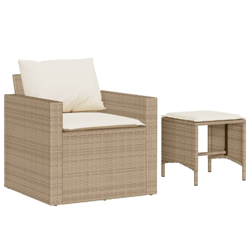 4-tlg. Garten-Sofagarnitur mit Kissen Beige Poly Rattan