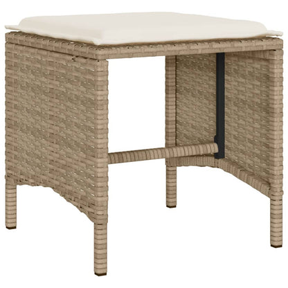 4-tlg. Garten-Sofagarnitur mit Kissen Beige Poly Rattan