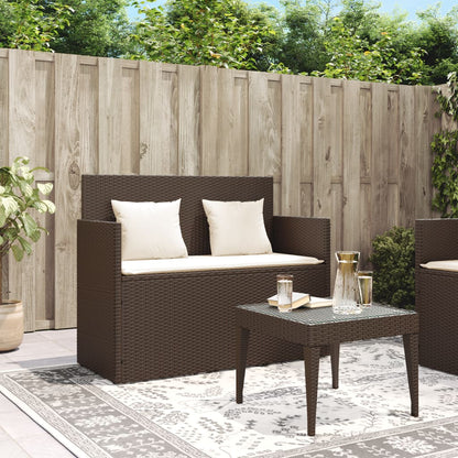 Banc de jardin avec coussin en polyrotin marron