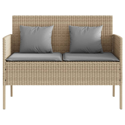 Gartenbank mit Kissen Beige Poly Rattan