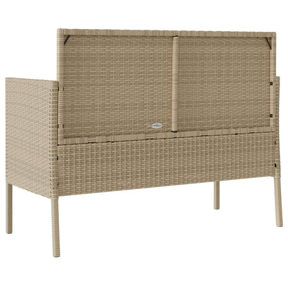 Gartenbank mit Kissen Beige Poly Rattan