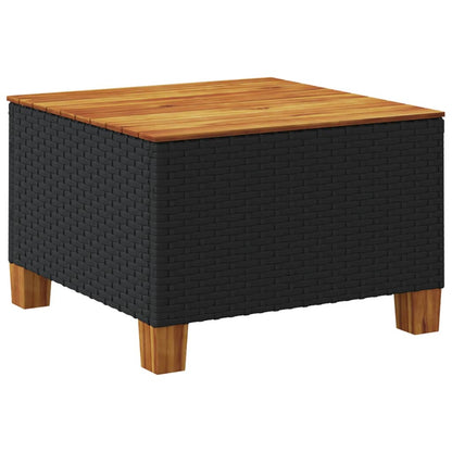 Garten-Couchtisch Schwarz 55x55x36 cm Poly Rattan Akazienholz