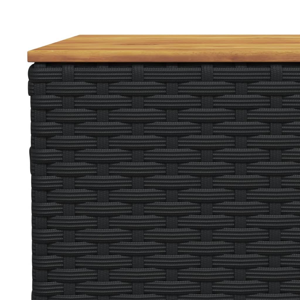 Garten-Couchtisch Schwarz 55x55x36 cm Poly Rattan Akazienholz