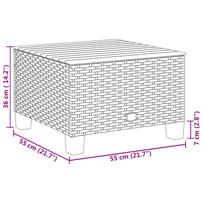 Garten-Couchtisch Schwarz 55x55x36 cm Poly Rattan Akazienholz